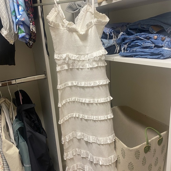 V. Chapman Narcisse Smocked Ruffle Trim Midi Dress - Picture 6 of 7